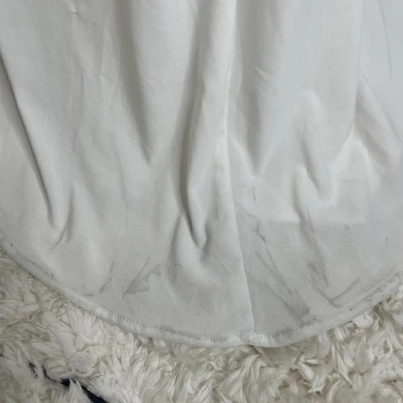 Ieena for Mac Duggal Ruched Jersey Drop Shoulder Foldover Neckline Gown White - Picture 7 of 7